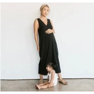 Storq V-Neck Maternity Tank Midi Dress Modal Black Size 1 Pregnancy XS